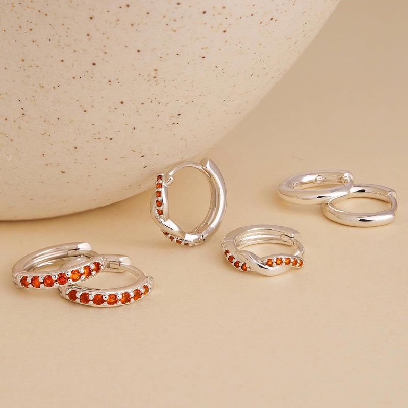 Inerney 14K Gold Plated Huggie Hoop Earrings for Women, Small Sterling Silver Earring Set Hypoallergenic Cartilage Helix Stacks, Mini Dainty Cute Trendy Birthstone Jewelry Gift for Multiple Piercings - Image 5